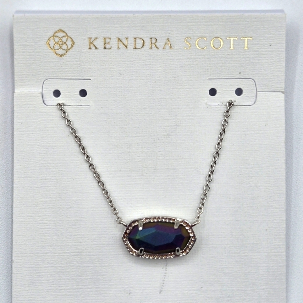 KENDRA SCOTT NWT Elisa Abalone Silver Plated Necklace Dust Bag Included